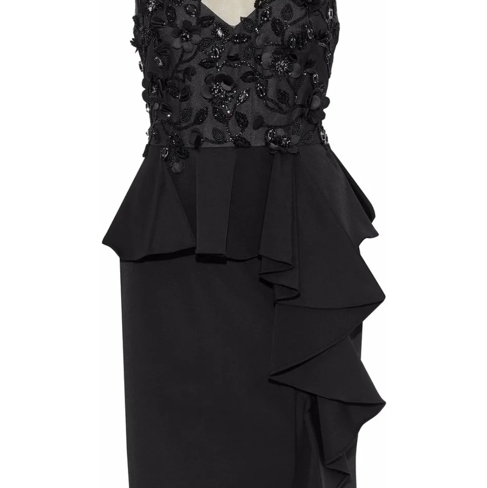 Marchesa Notte Embellished Peplum Cocktail Dress